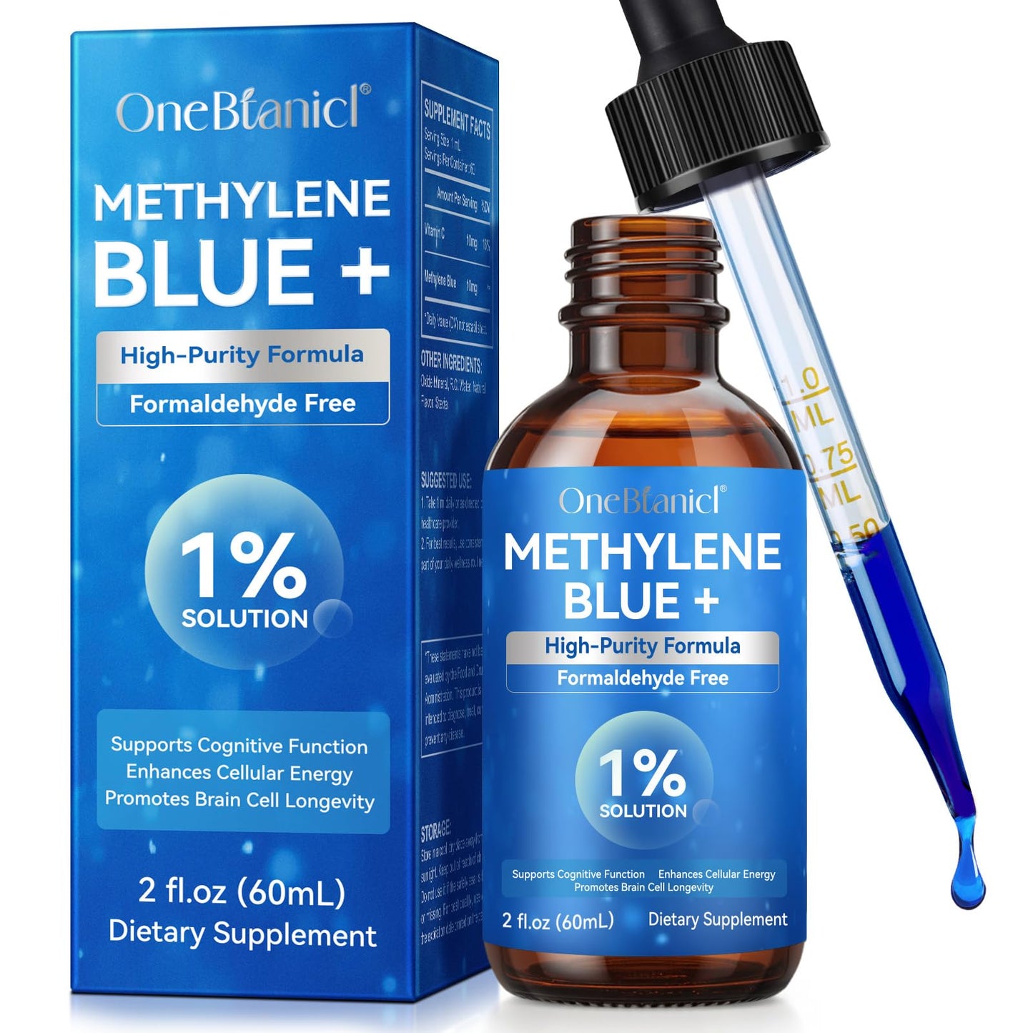 Methylene Blue 1% Solution – Pharmaceutical Grade Drops (2 oz Glass Bottle)