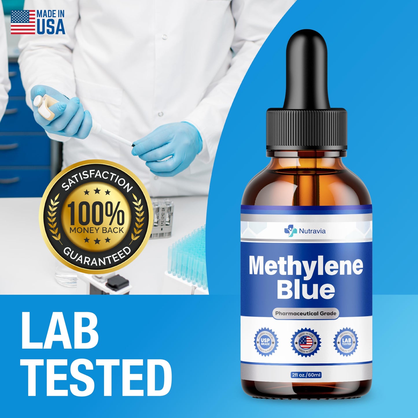 (2 Pack) Methylene Blue 99.99% Official Formula – Liquid Drops 4oz, Advanced Strength