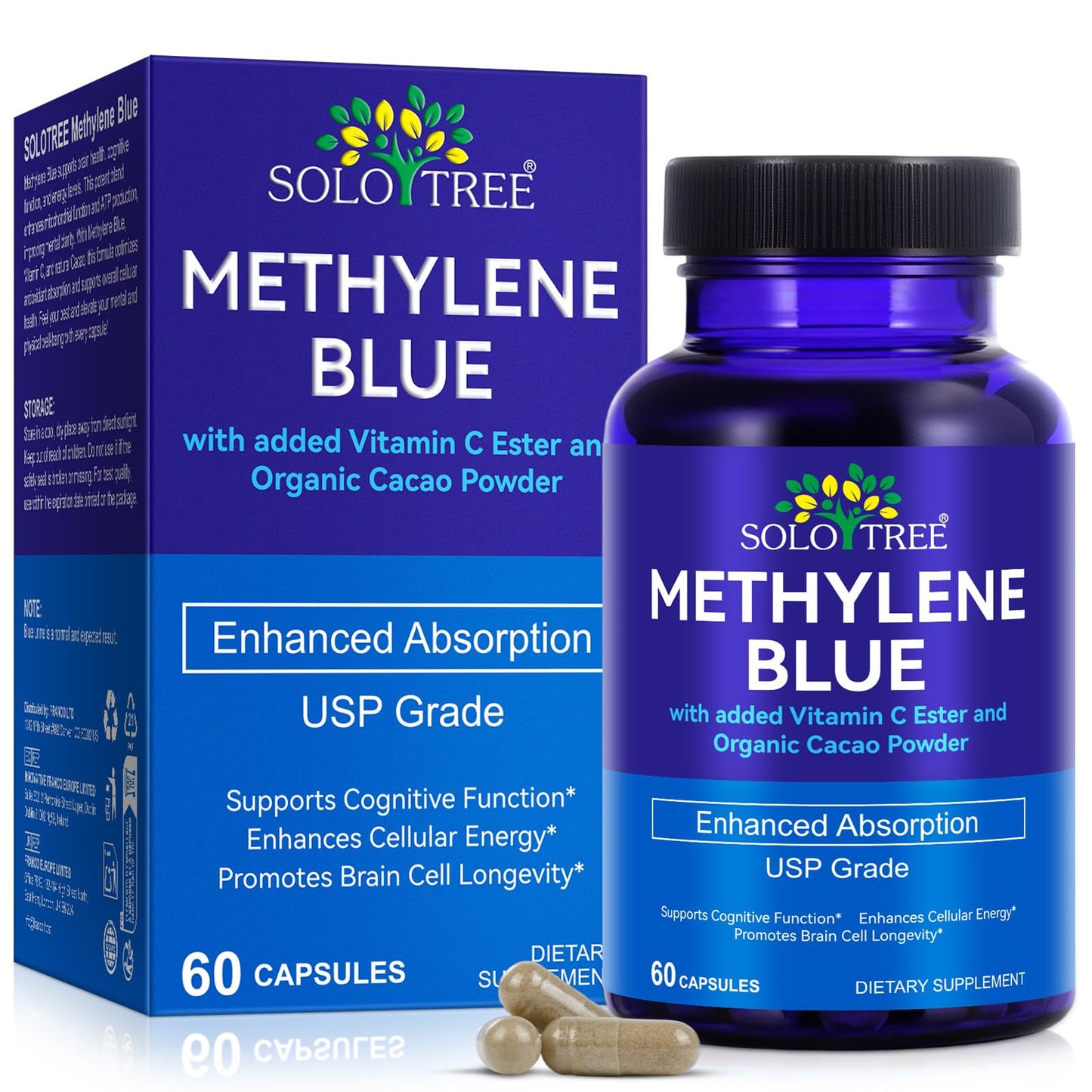 Methylene Blue Pharmaceutical Grade Supplement - 60 Capsules | Cognitive Support