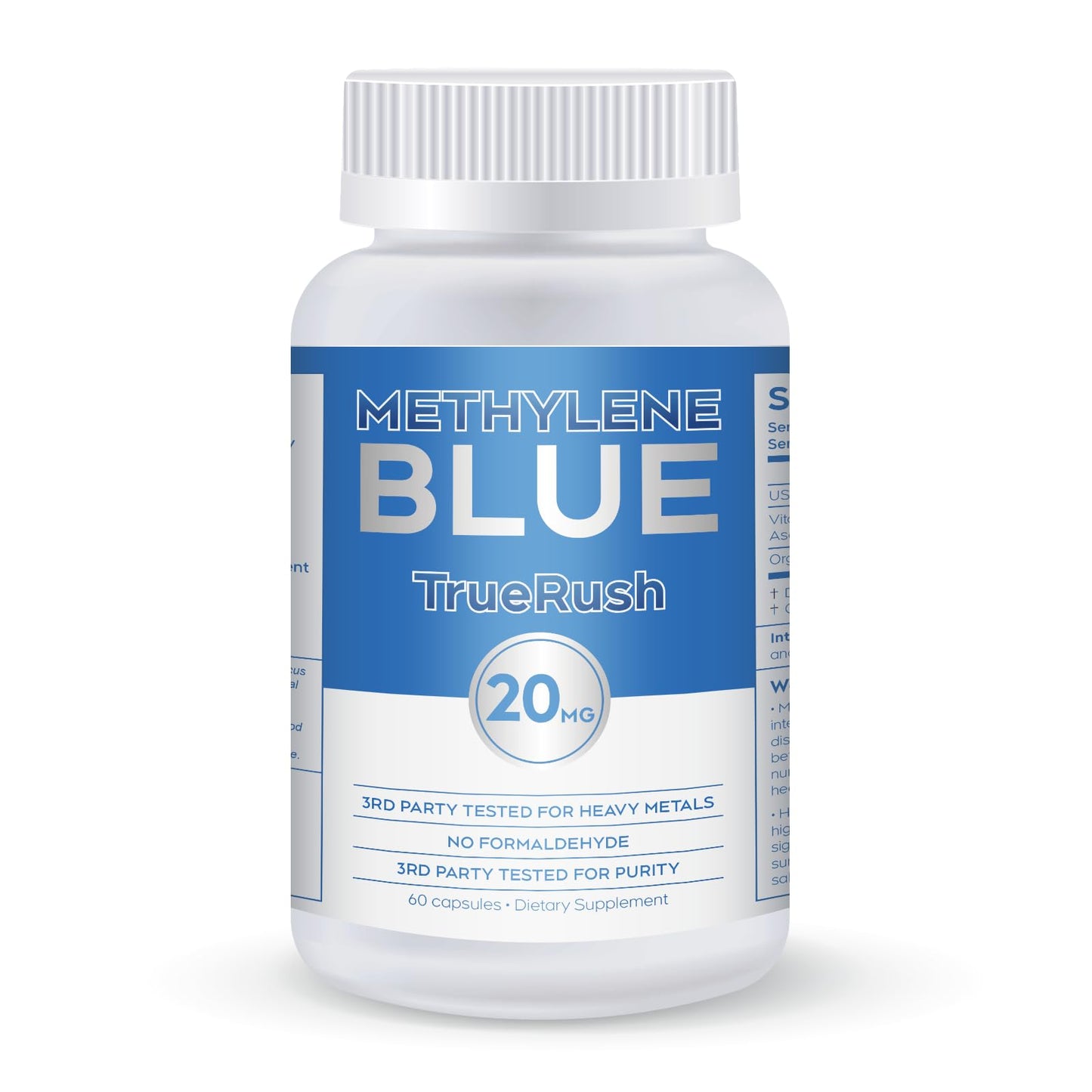 Methylene Blue USP-Grade Capsules 20mg - 60 Vegan Capsules with Vitamin C Ester and Organic Cacao