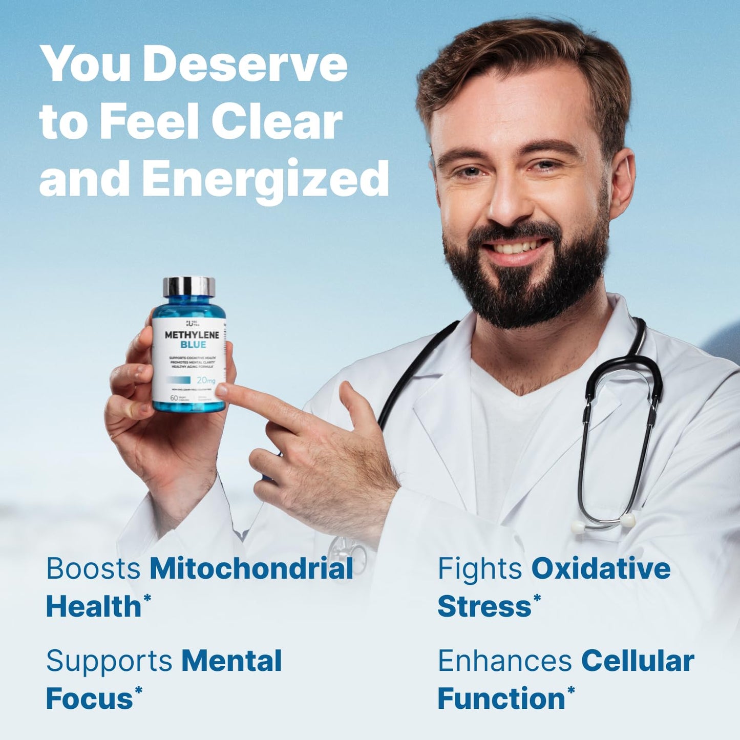 Ultimate Methylene Blue Capsules 20mg – Focus, Memory & Brain Health | Pharmaceutical Grade 2% (60 Count)