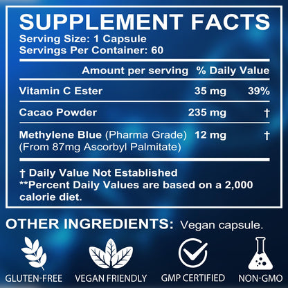 Methylene Blue Capsules 12 mg with Vitamin C Ester – 60 Capsules