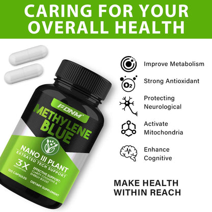 Methylene Blue Capsules 120 Count – USP & Pharmaceutical Grade, Brain Health & Focus