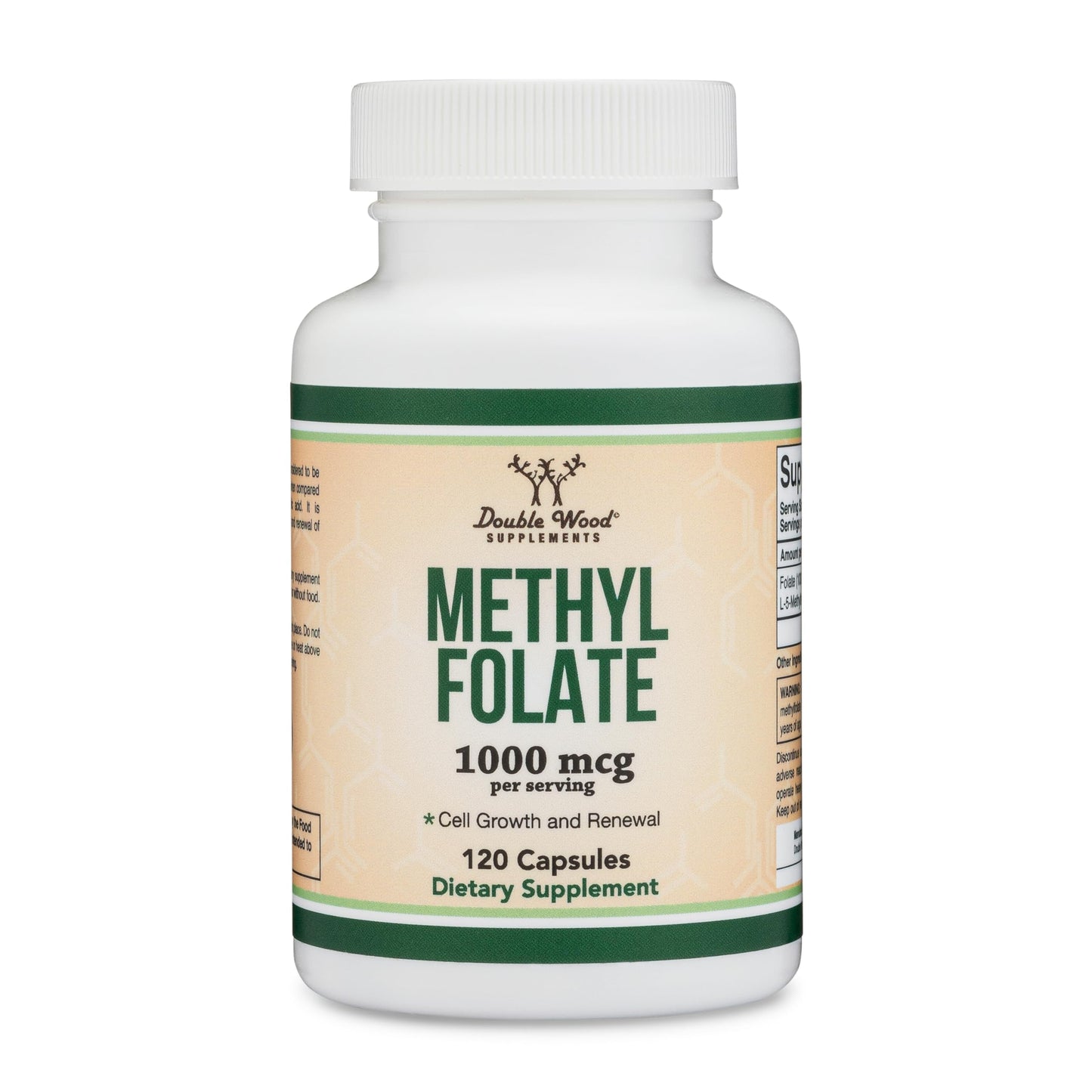 Double Wood Methylfolate 1,000mcg, 120 Capsules – Third-Party Tested