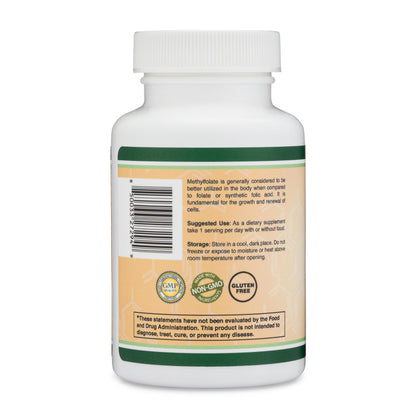 Methylfolate 1,000mcg, 120 Capsules – Pack of 2 | Double Wood – Third-Party Tested, Non-GMO, Vegan