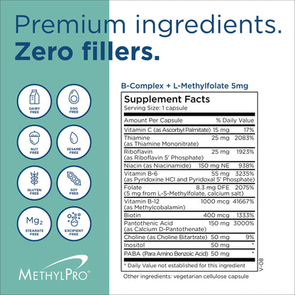 MethylPro B-Complex + L-Methylfolate 5 mg – Vegan Energy & Nerve Support