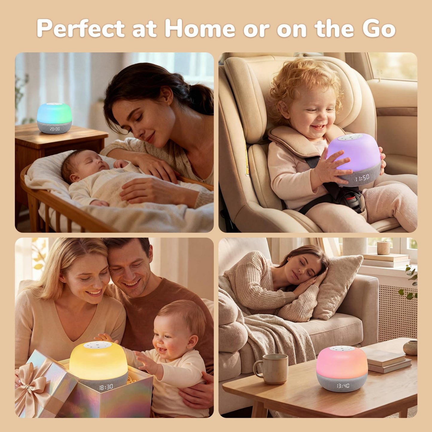 Mewaii 2025 Mom's Choice Award Sound Machine: Sunrise Alarm Clock, App Control, 360° RGB Night Light