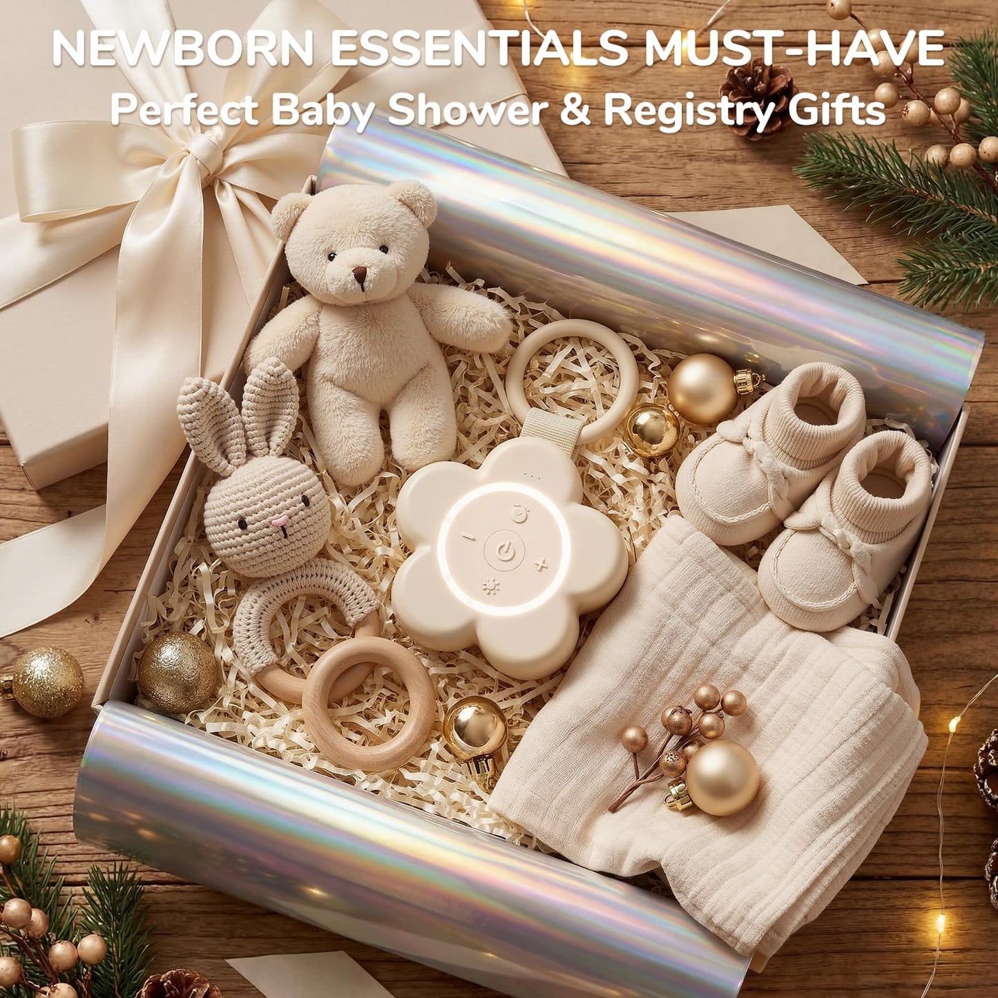 Mewaii Portable White Noise Machine for Baby — 25 Soothing Sounds, Night Light, 20+ Hours