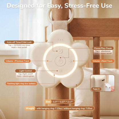 Mewaii Portable White Noise Machine for Baby — 25 Soothing Sounds, Night Light, 20+ Hours