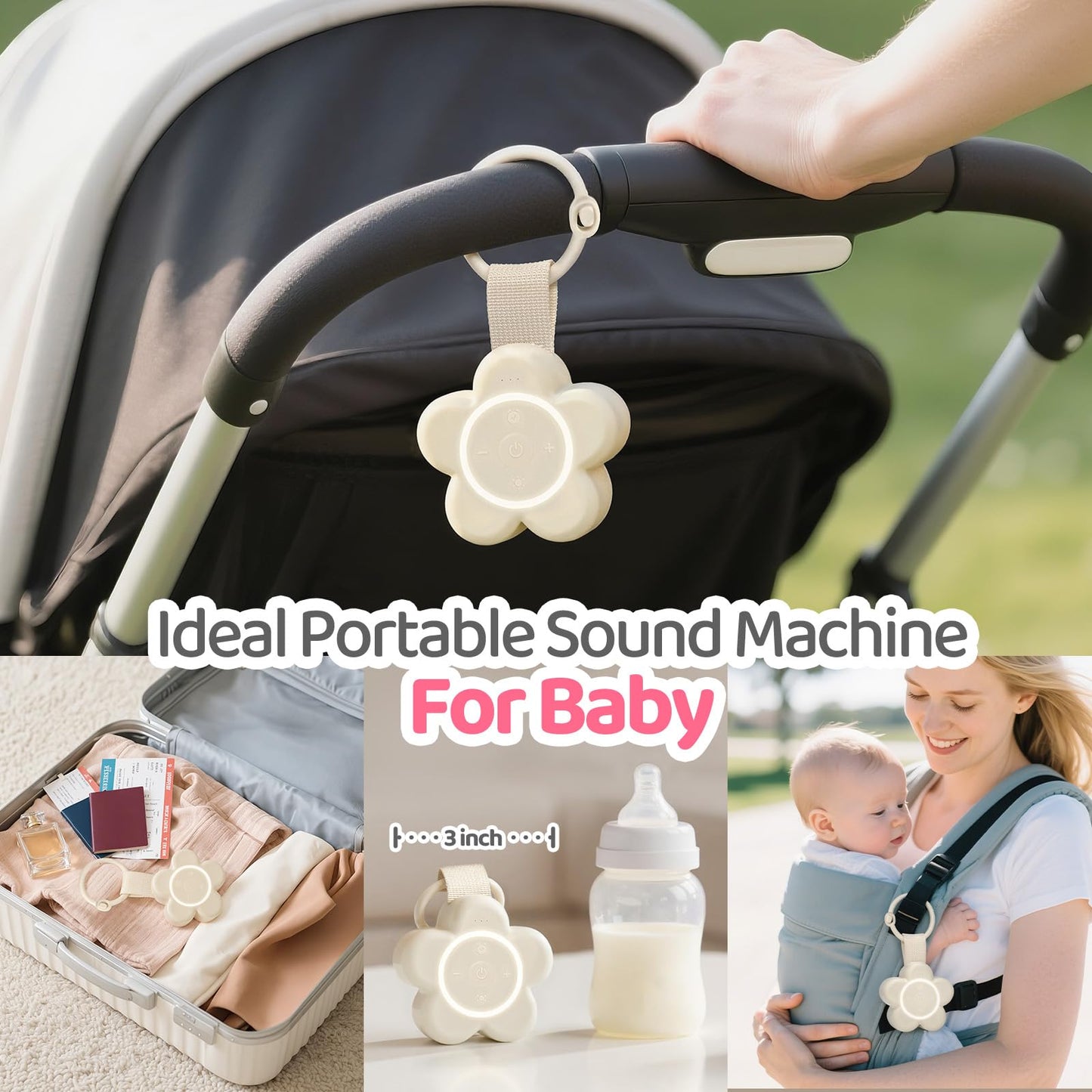 Mewaii Portable White Noise Machine for Baby — 25 Soothing Sounds, Night Light, 20+ Hours