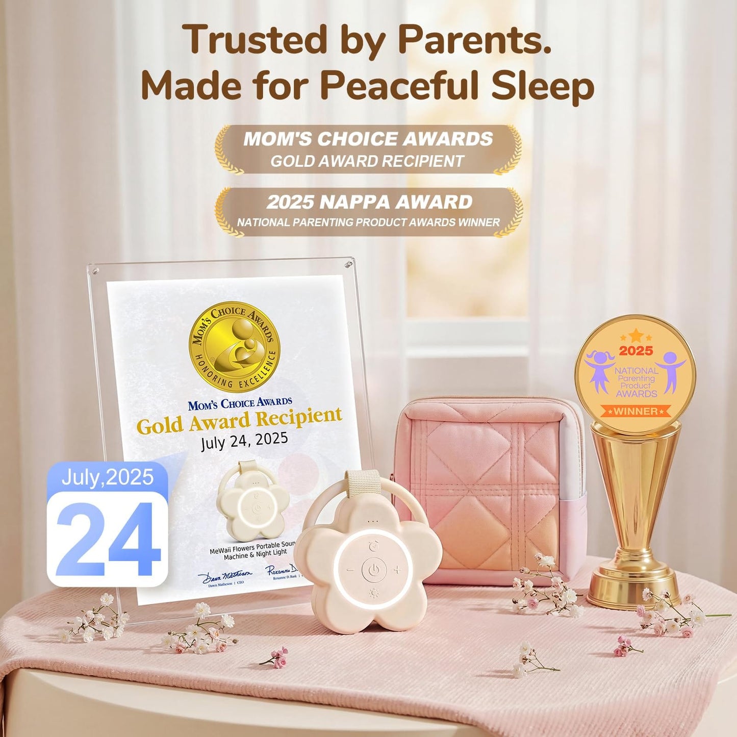 Mewaii Portable White Noise Machine for Baby — 25 Soothing Sounds, Night Light, 20+ Hours