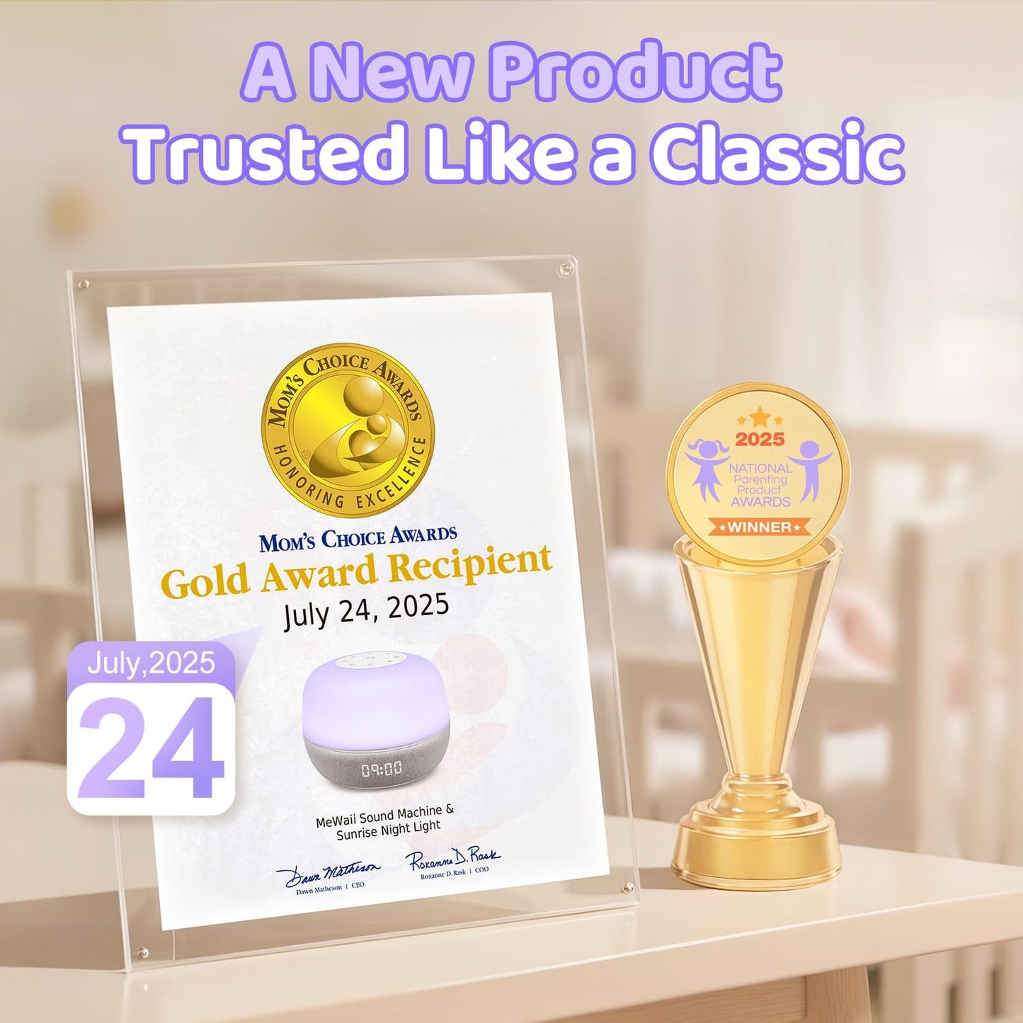 Mewaii 2025 Mom's Choice Award Sound Machine: Sunrise Alarm Clock, App Control, 360° RGB Night Light