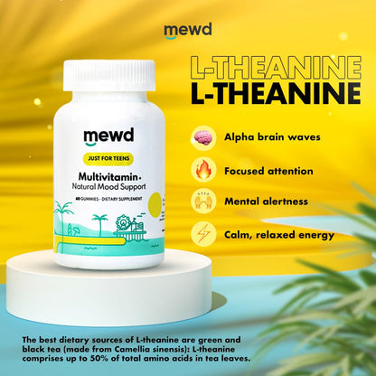 MEWD Teen/Kids Daily Multivitamin Gummy - Mood, Focus & Immunity | Vegan, Gluten Free, Made in USA