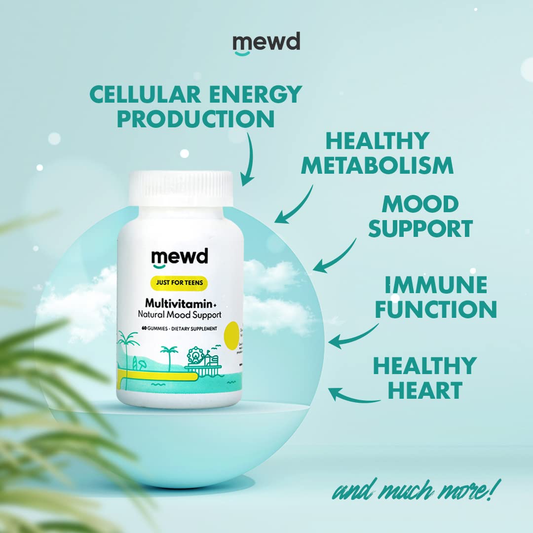MEWD Teen/Kids Daily Multivitamin Gummy - Mood, Focus & Immunity | Vegan, Gluten Free, Made in USA
