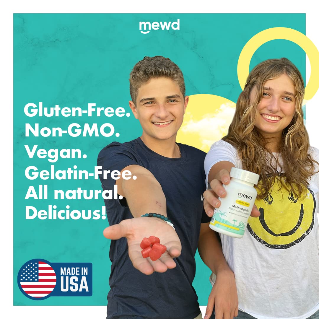 MEWD Teen/Kids Daily Multivitamin Gummy - Mood, Focus & Immunity | Vegan, Gluten Free, Made in USA