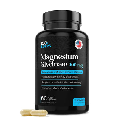 Magnesium Glycinate 400mg – 60 Capsules | Chelated Mg for Muscle, Nerve & Sleep Support | Vegan, Gluten-Free, Non-GMO | Made in USA
