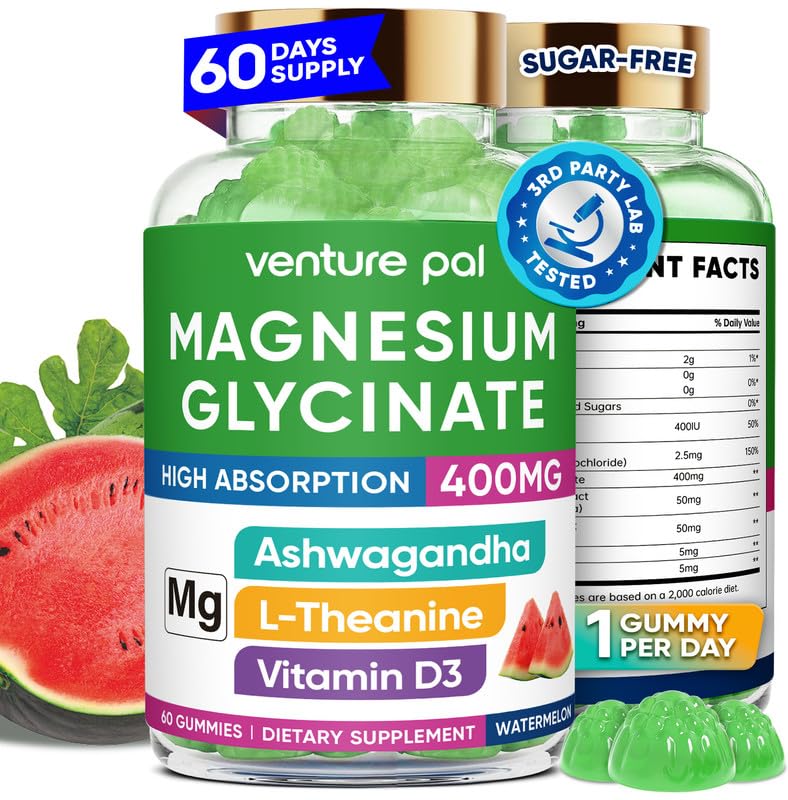 60 Day Magnesium Glycinate Gummies 400mg – Stress Relief, Sleep & Calm