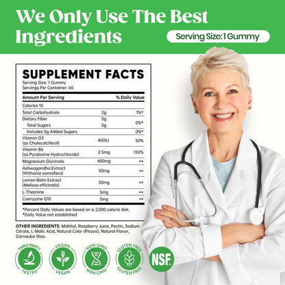 60 Day Magnesium Glycinate Gummies 400mg – Stress Relief, Sleep & Calm