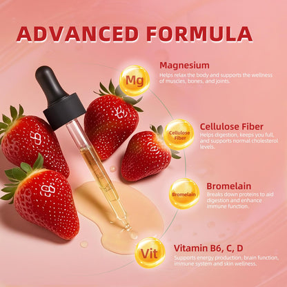 (3 Pack) Magnesium Glycinate Liquid Drops - High Absorption, Strawberry Flavor
