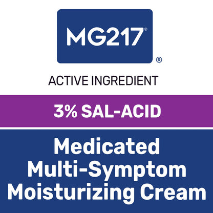 MG217 Medicated Moisturizing Psoriasis Cream – 3% Salicylic Acid, Fragrance Free, 3.5 oz