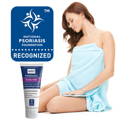 MG217 Medicated Moisturizing Psoriasis Cream – 3% Salicylic Acid, Fragrance Free, 3.5 oz