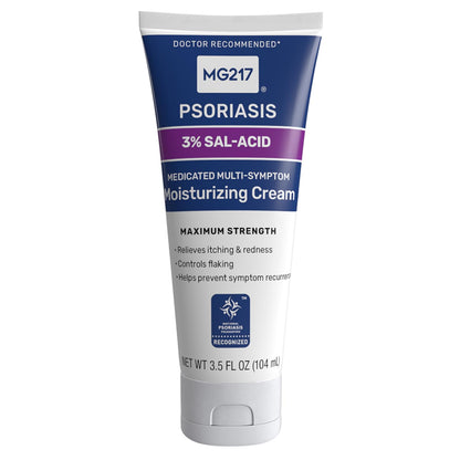 MG217 Medicated Moisturizing Psoriasis Cream – 3% Salicylic Acid, Fragrance Free, 3.5 oz