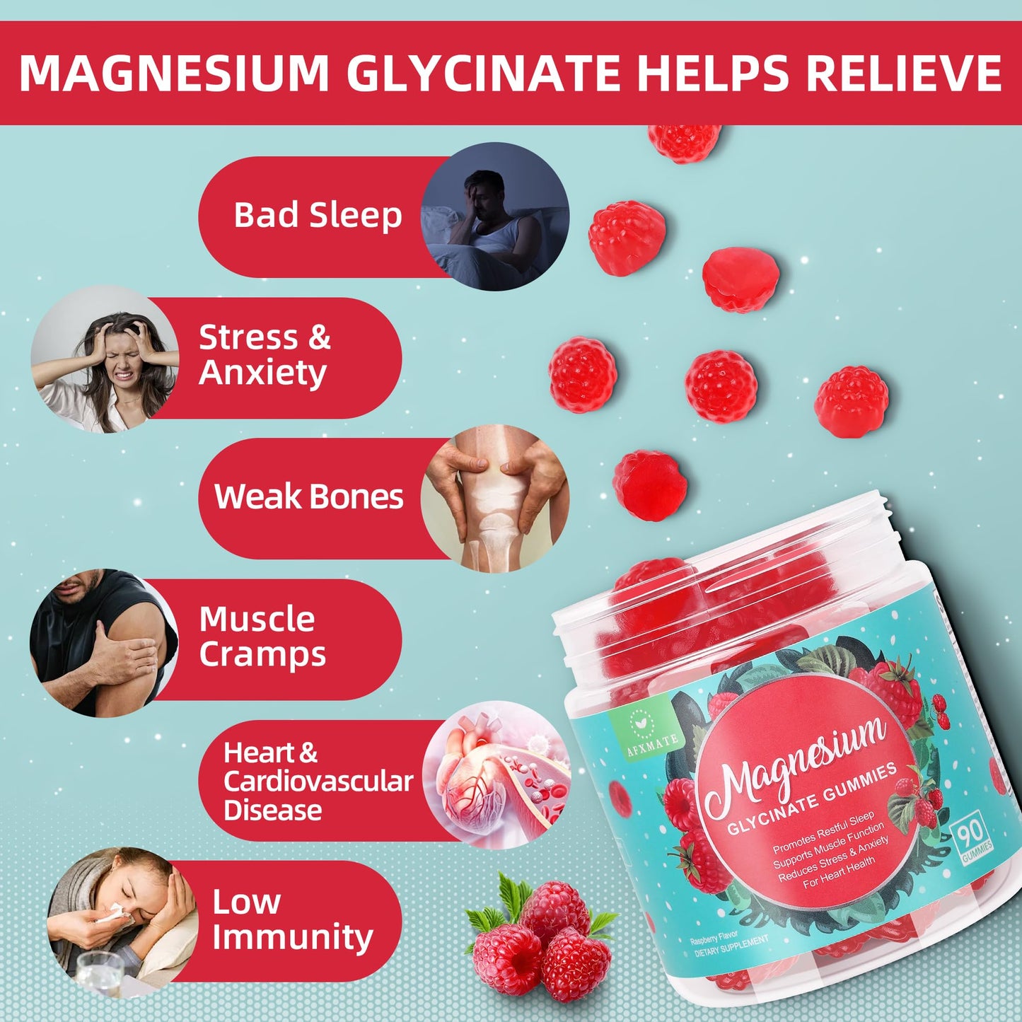 90 Count Magnesium Glycinate Gummies 400 mg – Sugar Free for Relaxation & Sleep (Adults)