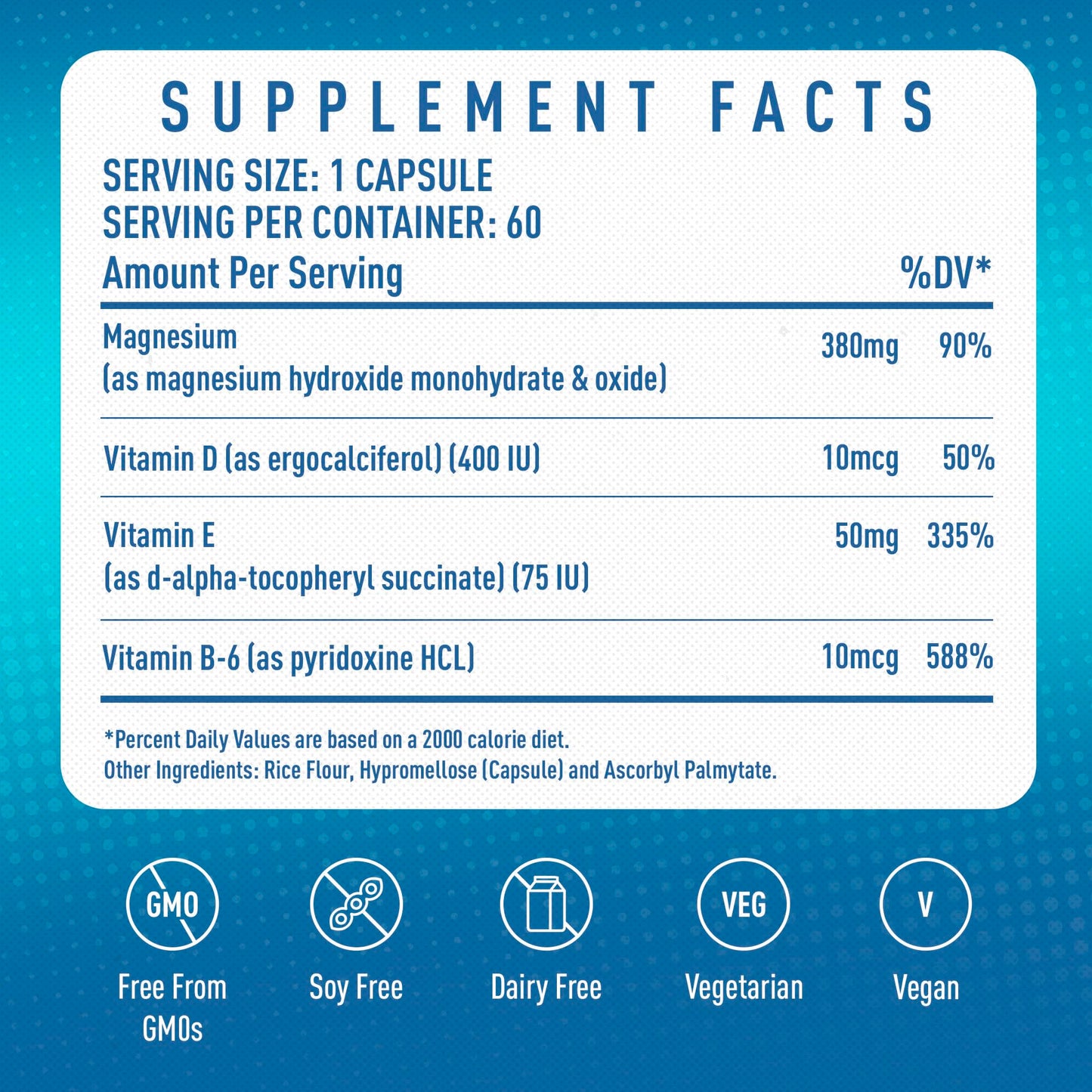 MGSPORT Magnesium Supplement Complex – High Absorption with B6, D & E | Leg Cramps & Muscle Support (60 Servings)