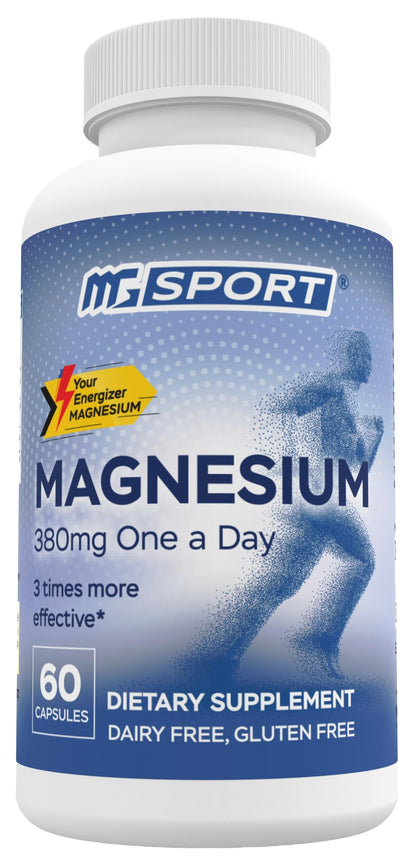 MGSPORT Magnesium Supplement Complex – High Absorption with B6, D & E | Leg Cramps & Muscle Support (60 Servings)