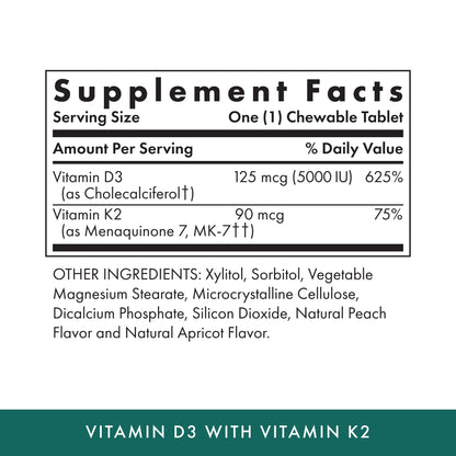 MICHAEL'S Vitamin D3 with K2 - 90 Chewables (Apricot) - Bone & Immune Support