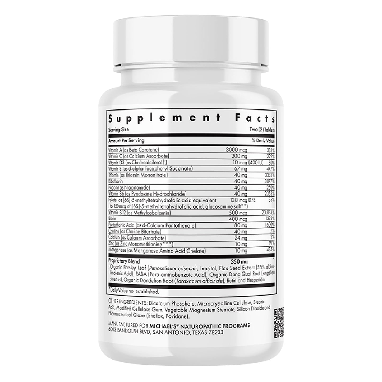 Michael's Teen Girls Multivitamin - 60 Veg Tablets | Kosher B-Complex