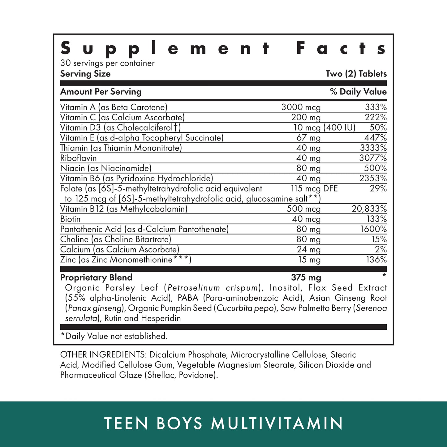 MICHAEL'S Health Naturopathic Teen Boys Multivitamin - 60 Vegetarian Tablets (30 Servings) | Kosher