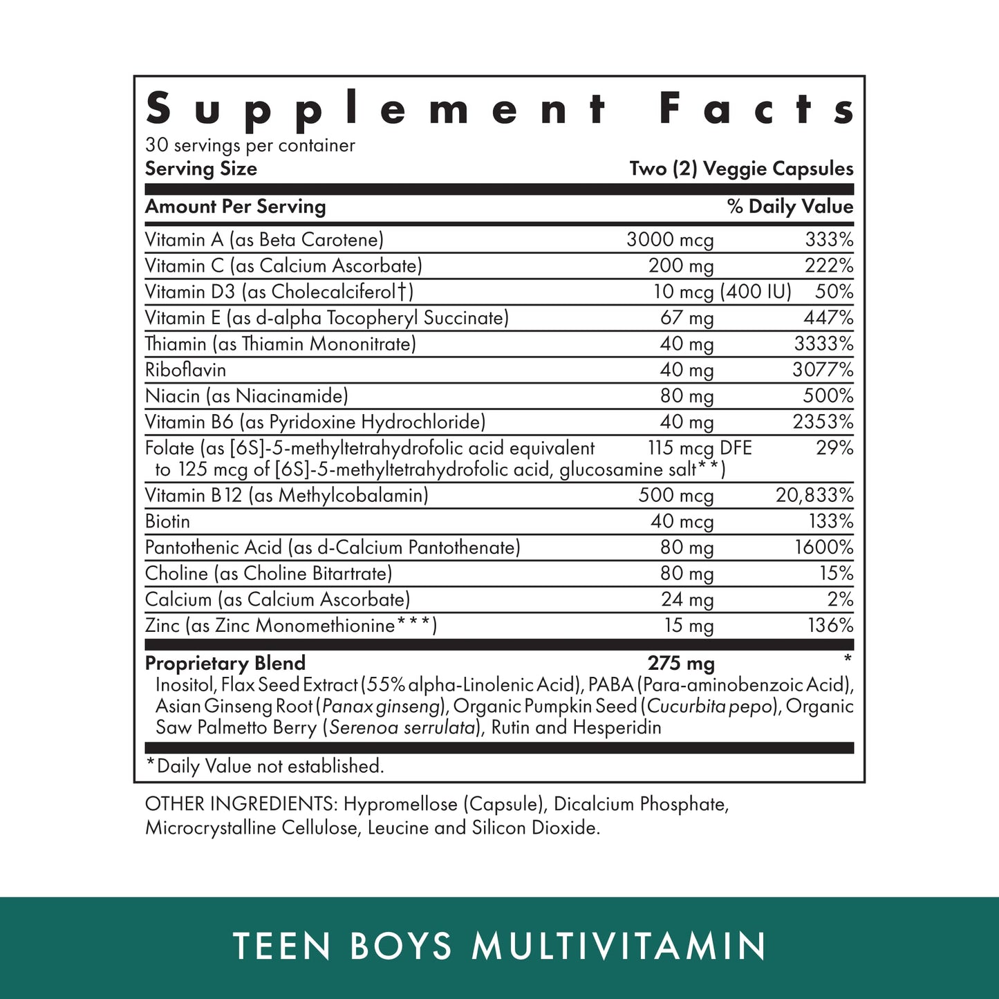 Michael's Health Teen Boys Multivitamin – 60 Vegetarian Capsules | Kosher, 30 Servings