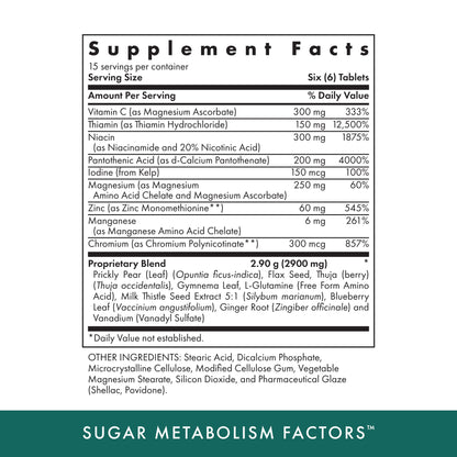 Michael's Health Naturopathic Sugar Metabolism Factors – 90 Vegetarian Tablets, Insulin Production Support, Vegetarian Gluten Free Kosher – 15 Servings