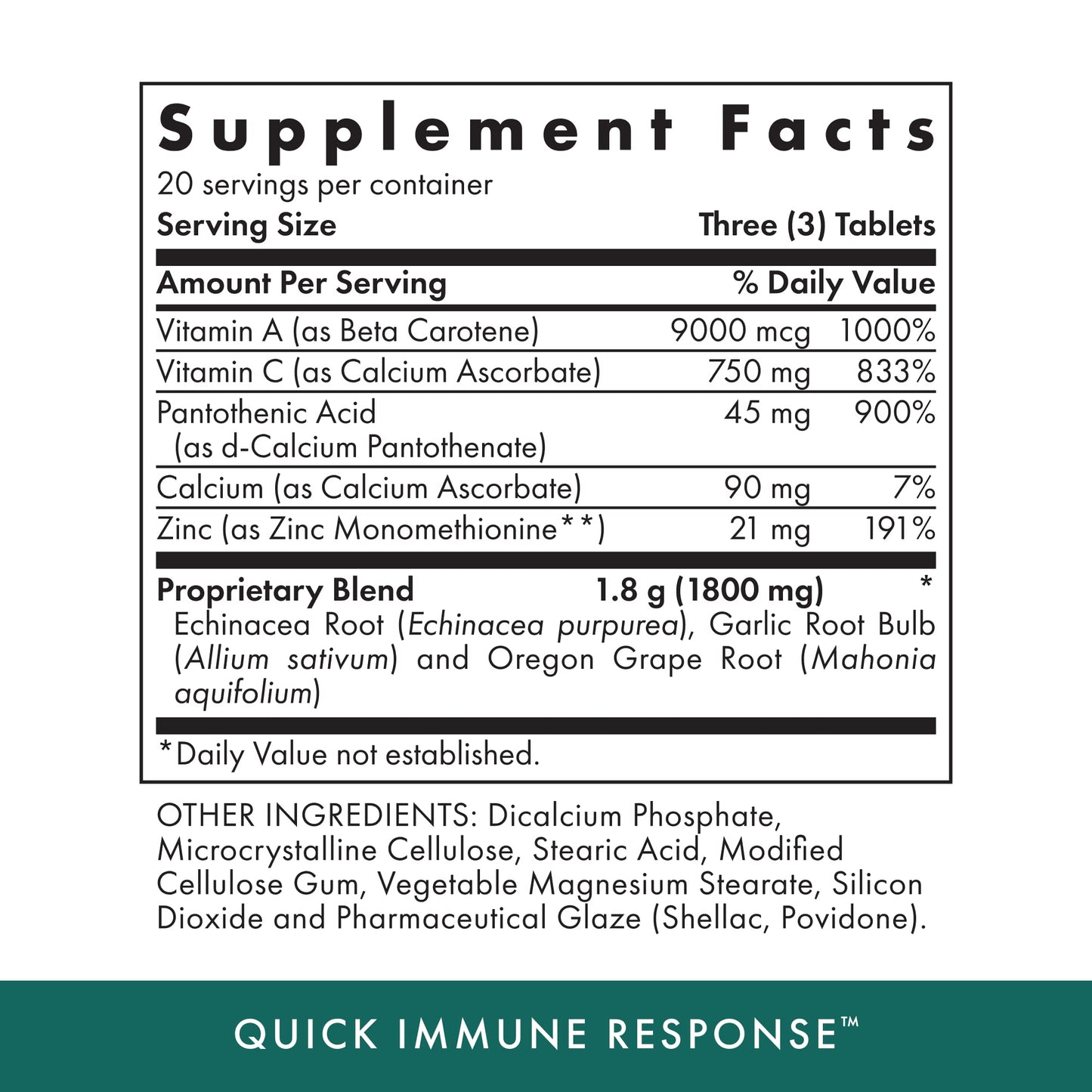 Michael's Quick Immune Response - 60 Vegetarian Tablets