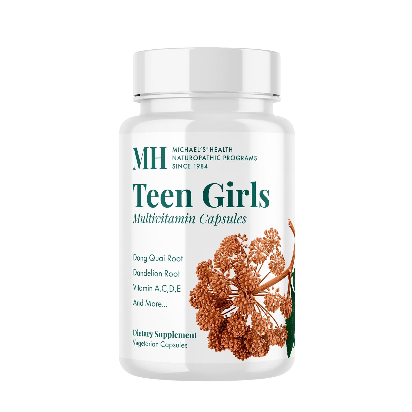 Michael's Health Naturopathic Teen Girls Multivitamin - Vegetarian, Kosher, 60 Capsules | 30 Servings