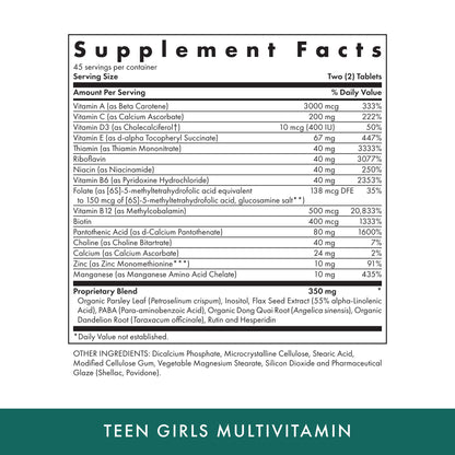 MICHAEL'S Health Teen Girls Multivitamin - 90 Vegetarian Tablets - Kosher, B Complex