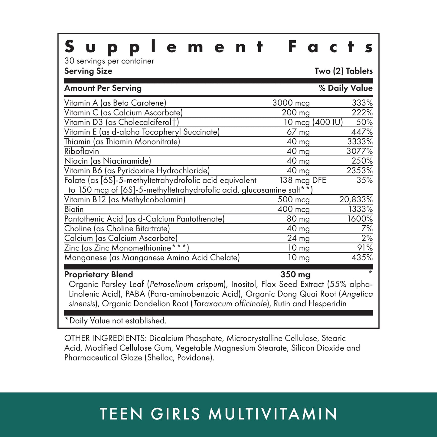 Michael's Teen Girls Multivitamin - 60 Veg Tablets | Kosher B-Complex