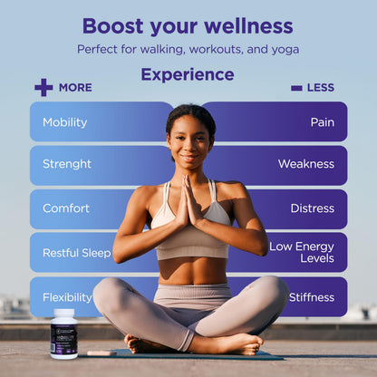 Michelle Peiret Mobility - Magnesium + Collagen Supplement with Hyaluronic Acid & Vitamin C | Gluten-Free & Non-GMO | 60 Capsules