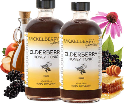 Mickelberry Gardens Elderberry Honey Tonic – Immune Support (4 oz, Pack of 2)
