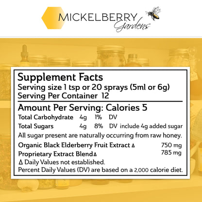 Mickelberry Gardens Elderberry Honey Tonic Sambucus Syrup – Immune Support (8 oz)