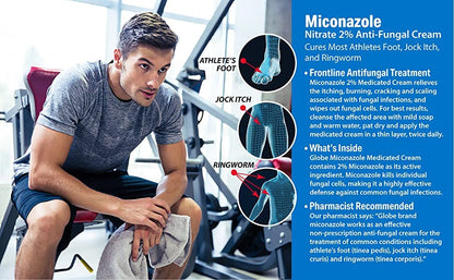 Miconazole Globe 3 Pack 2% Cream – Relief for Athlete's Foot, Jock Itch & Ringworm