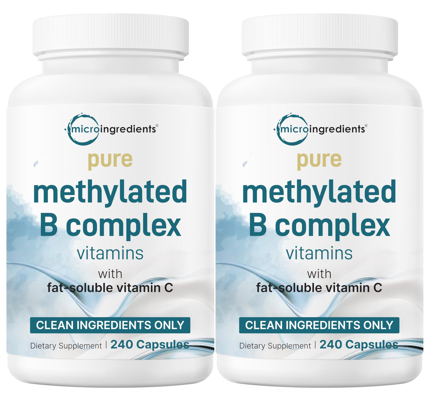 Micro Ingredients 2 Pack Pure Methylated B Complex, 480 Capsules | 11-in-1 Vitamin B Formula + Vitamin C | Non-GMO