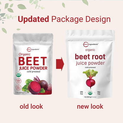 Micro Ingredients Organic Beet Root Powder - 1 lb, Cold-Pressed & Water-Soluble, Non-GMO