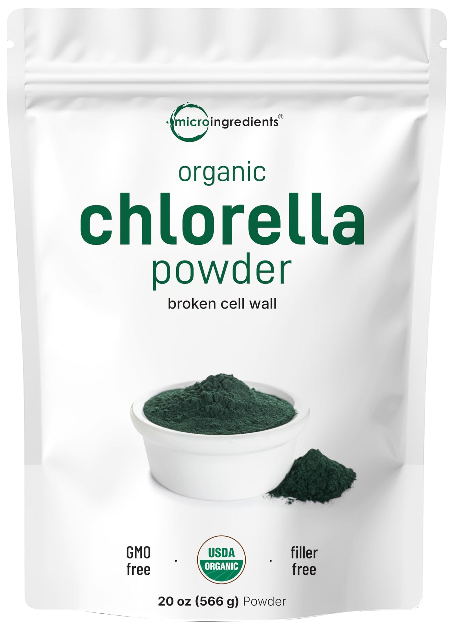 Micro Ingredients Organic Chlorella Powder – 20 oz | Broken Cell Wall | Vegan & Non-GMO