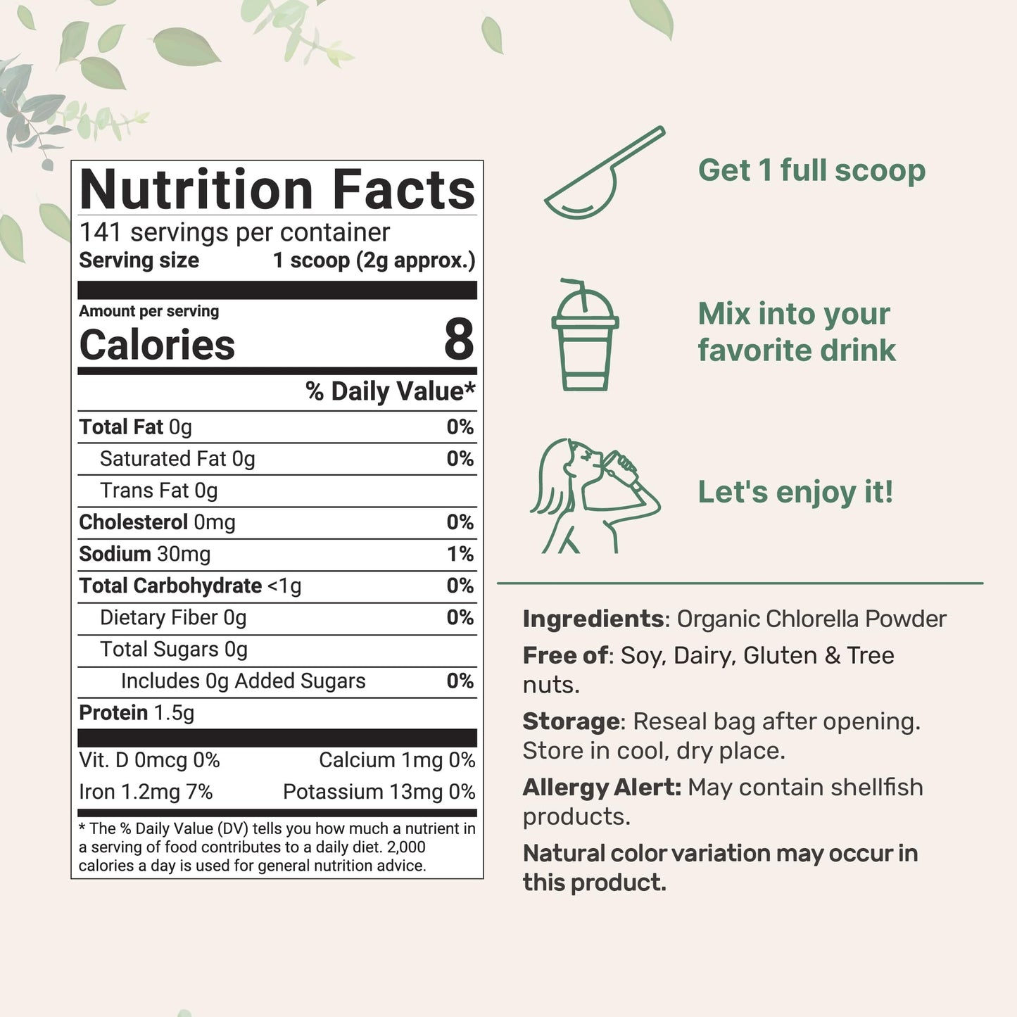 Micro Ingredients Organic Chlorella Powder – 10 oz, Broken Cell Wall, Vegan Protein