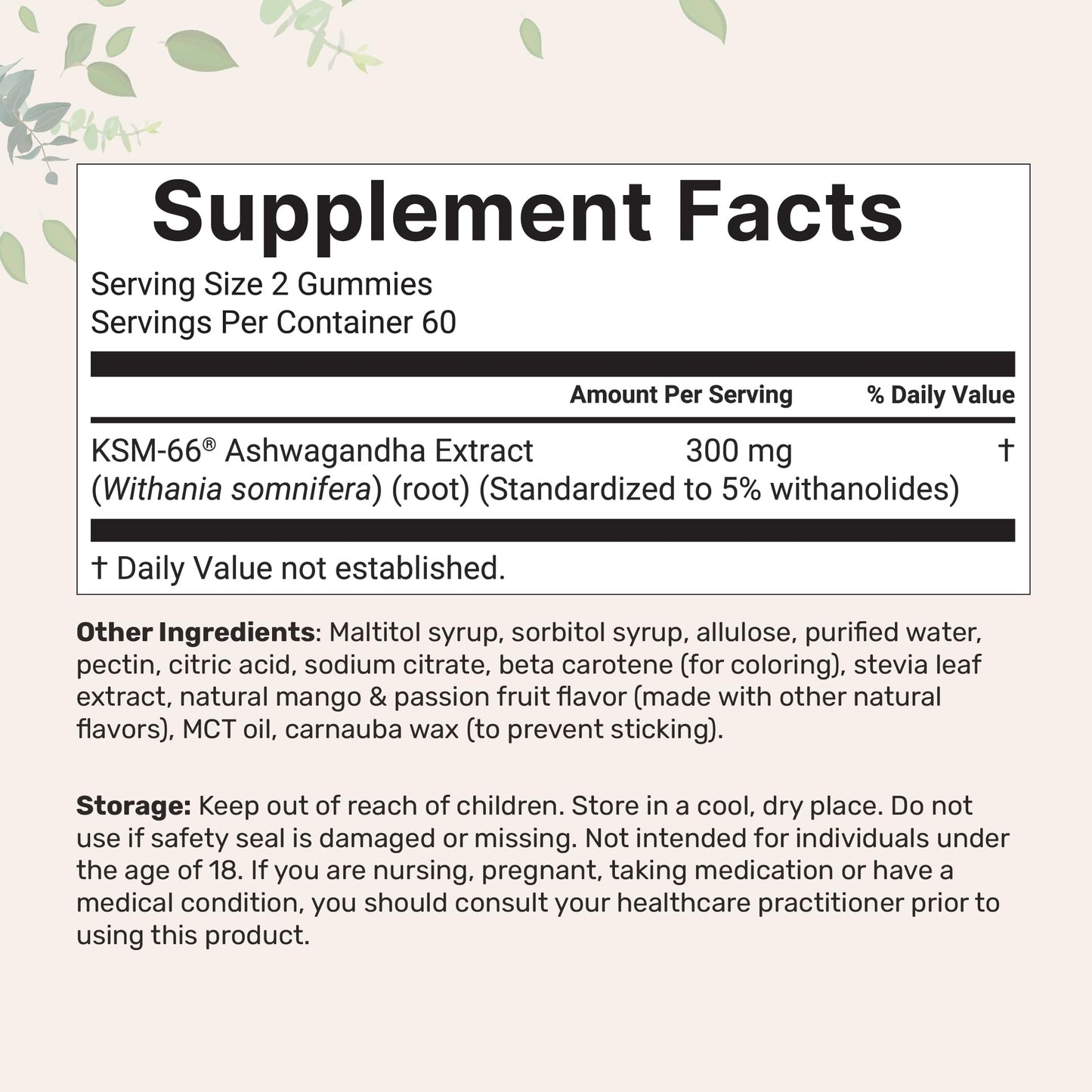 Micro Ingredients KSM-66 Ashwagandha Gummies 300mg – 120 Count | Sugar Free Mango Passion Fruit | Non-GMO