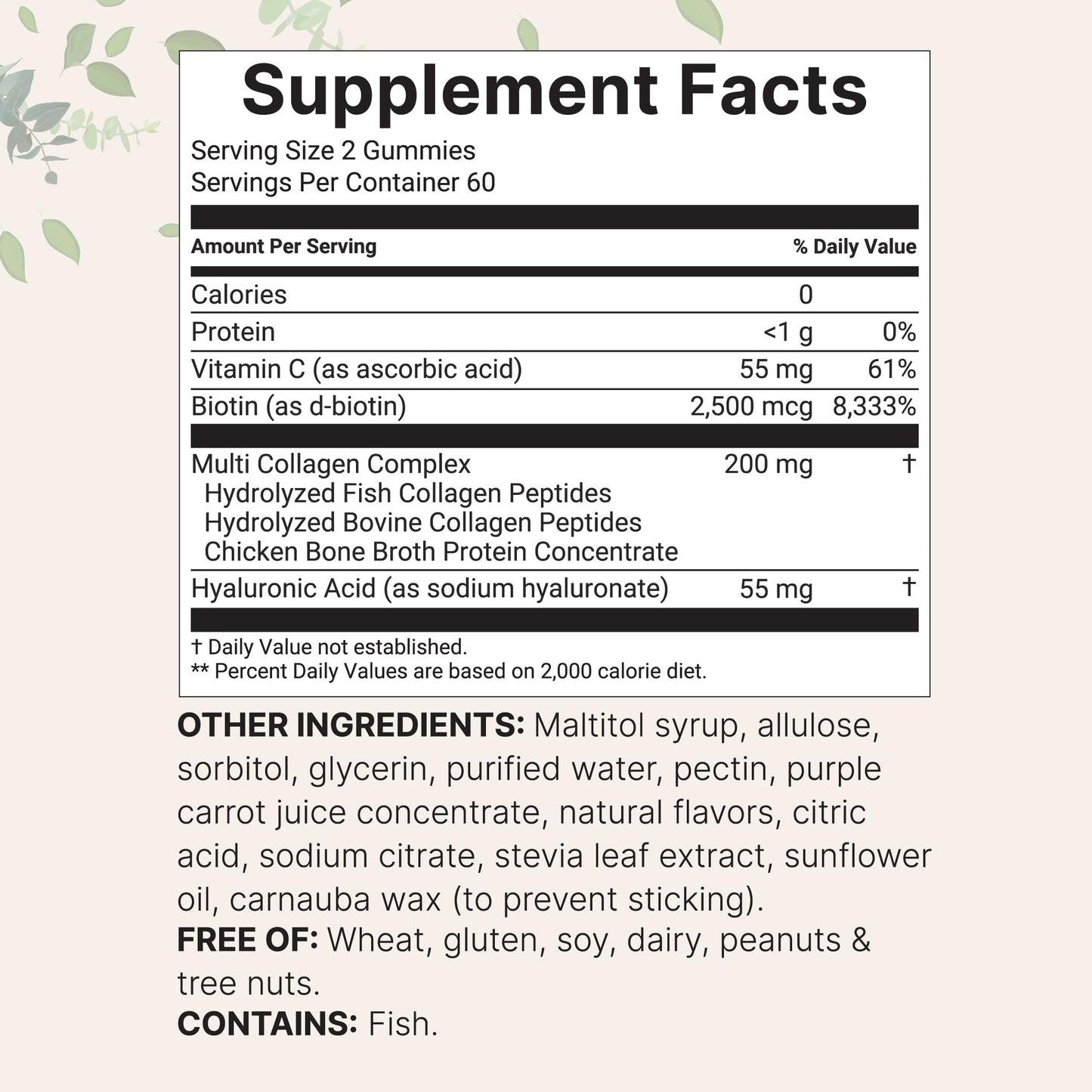 Micro Ingredients Multi Collagen Gummies 120 – 8-in-1 (I–X) with Biotin, Hyaluronic Acid & Vitamin C | Pomegranate Berry