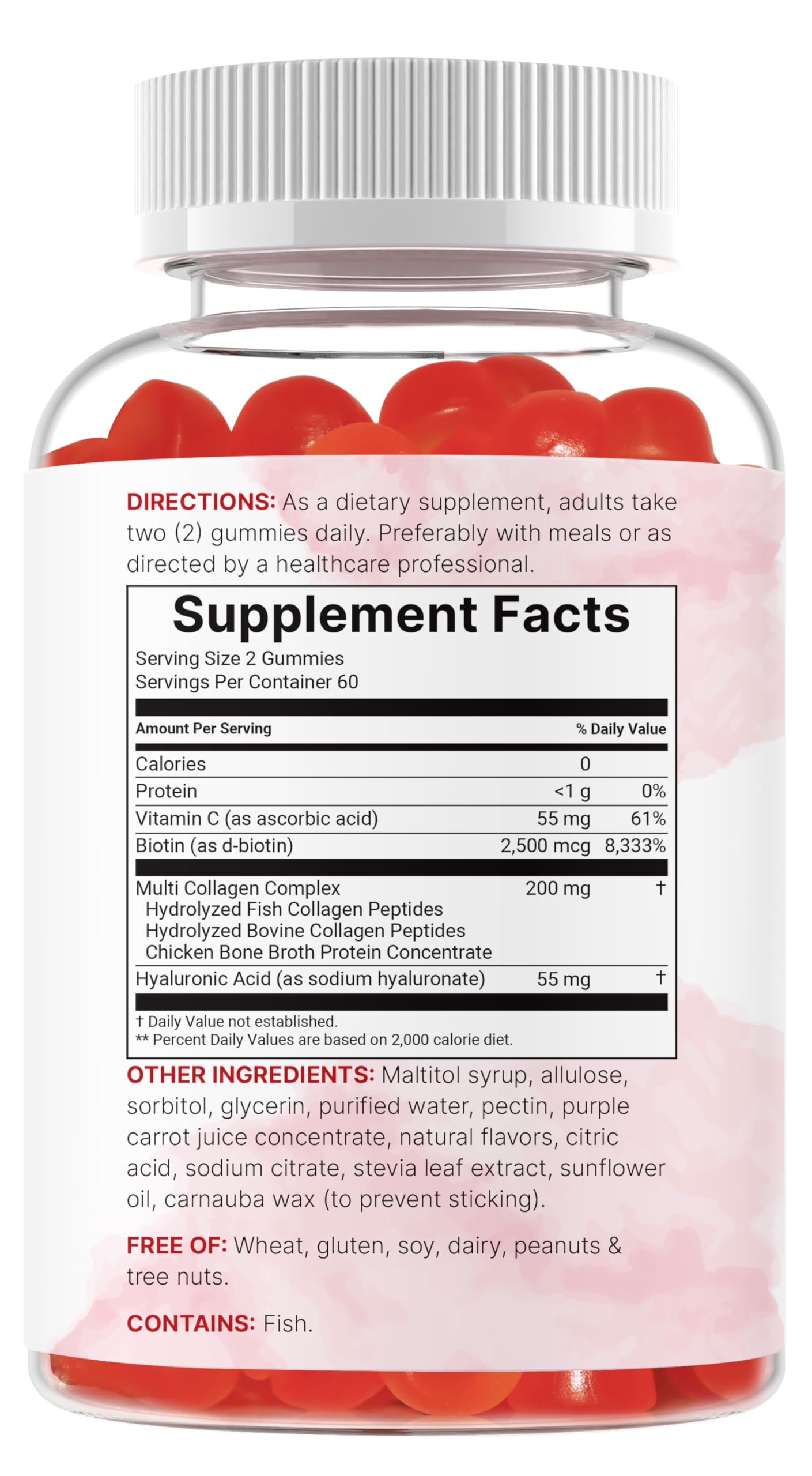 Micro Ingredients Multi Collagen Gummies 120 – 8-in-1 (I–X) with Biotin, Hyaluronic Acid & Vitamin C | Pomegranate Berry
