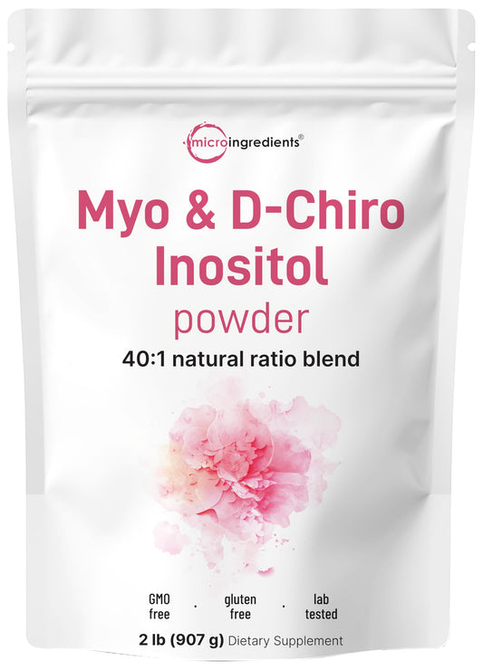 Micro Ingredients Myo-Inositol & D-Chiro Inositol Powder, 2 lb (442 Servings) | 40:1 Ratio for Women | Supports Hormonal Balance & Ovarian Health | Vegan, Non-GMO BritishVita | Premium UK Vitamins & Wellness Supplements